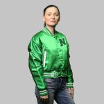 Satin Baseball Jacket Women - Image 2