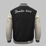 Balck Cream Wool Retro Varsity Jacket Wholesale back