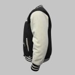Balck Cream Wool Retro Varsity Jacket Wholesale side