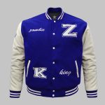 Wool Blue Varsity Jacket Wholesale Bulk Supplier front