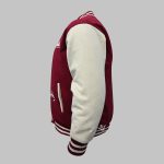 burgundy cream wool Red Varsity Jacket Wholesale other side