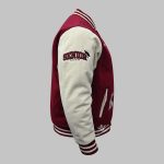 burgundy cream wool Red Varsity Jacket Wholesale side
