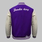 medium purpal Wool Varsity Jacket Wholesale back