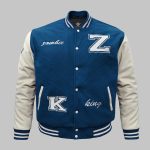 newark blue half-white Wholesale Wool Varsity Jacket front