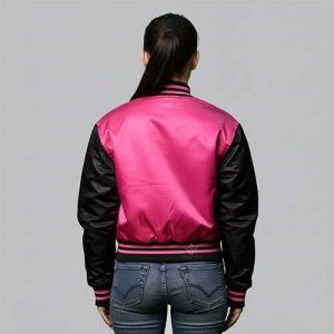 Pink Black Letterman Jacket