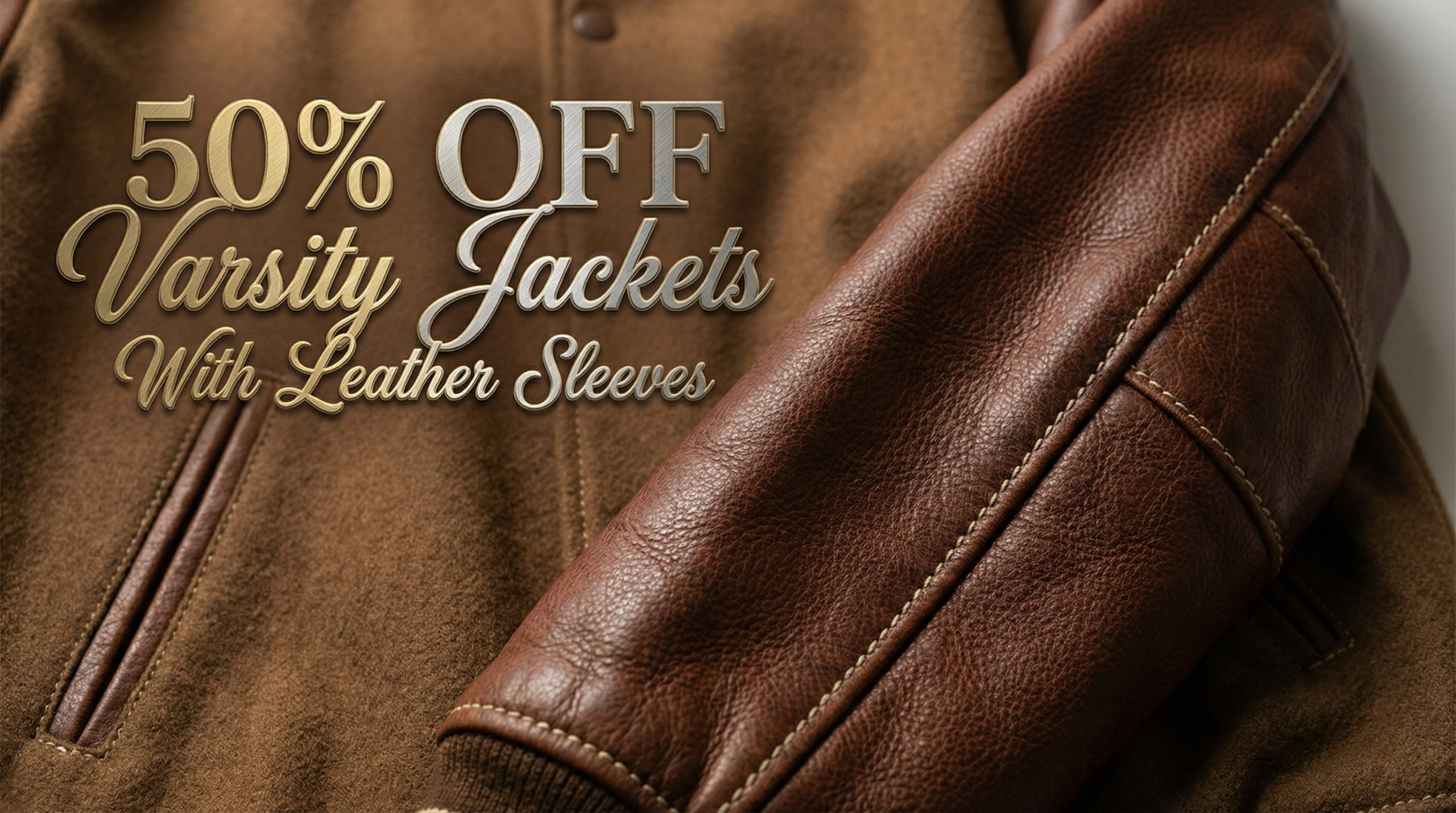50% oFF Varsity Jackets With Leather Sleeves