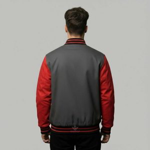 Grey Red Letterman Jacket