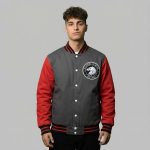 Grey Red Letterman Jacket
