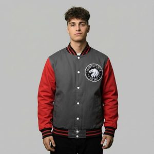 Grey Red Letterman Jacket
