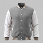Fleece Varsity Jacket Grey