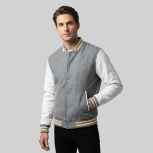 Grey And White Varsity Jacket