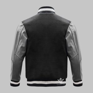 Black Varsity Jacket Leather And Wool