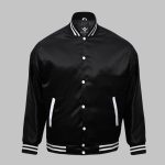 Satin Varsity Jacket Wholesale Black