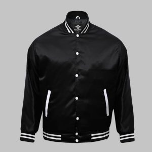 Satin Varsity Jacket Wholesale Black