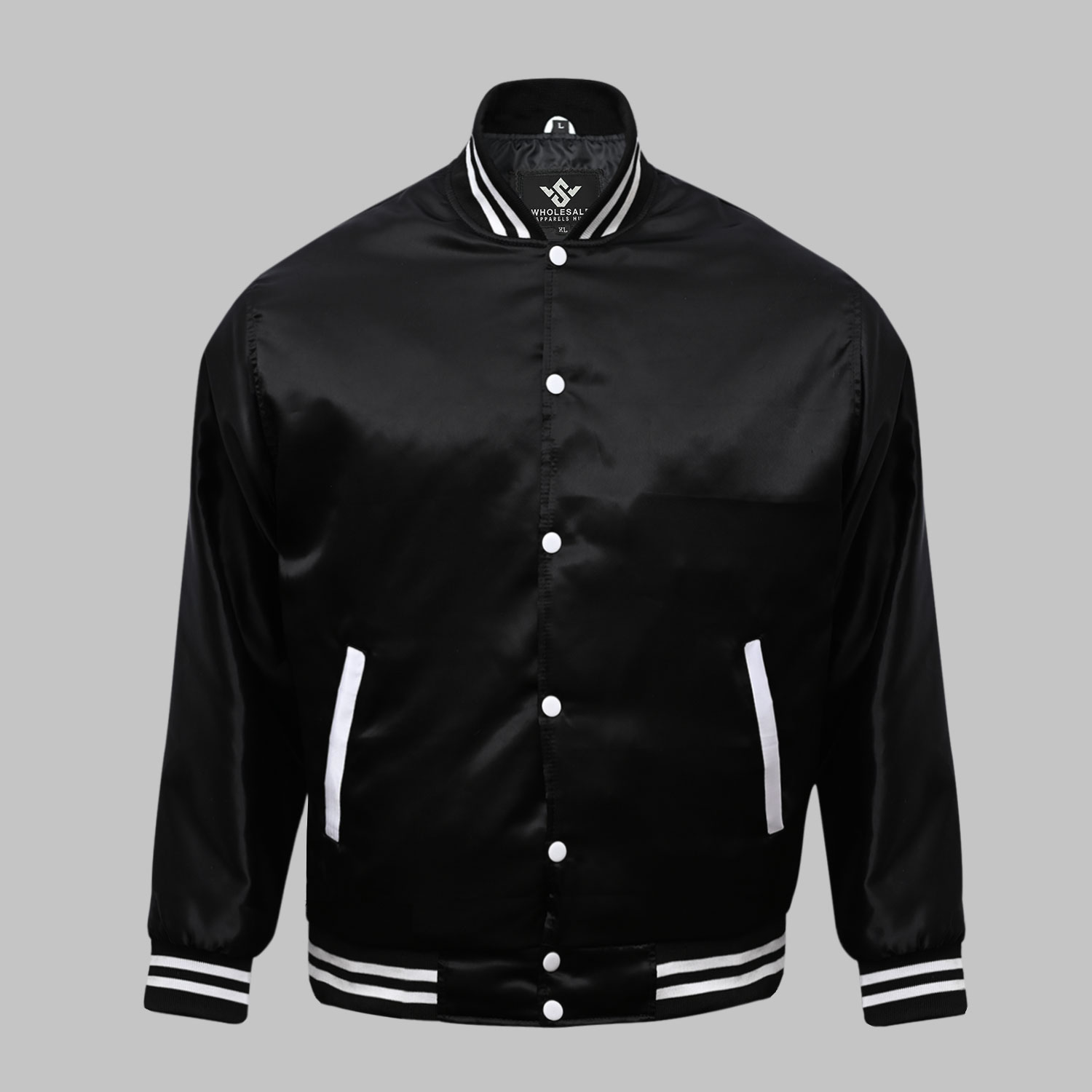 Satin Varsity Jacket Wholesale Black Satin Varsity Jacket Wholesale Black