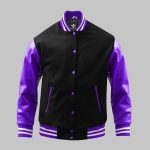 Wool Body Leather Sleeve Jacket