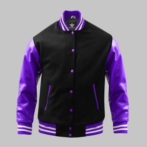 Wool Body Leather Sleeve Jacket