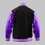 Wool Body Leather Sleeve Jacket