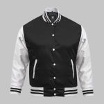 Black And White Varsity Jacket Satin