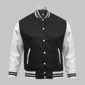 Black And White Varsity Jacket Satin