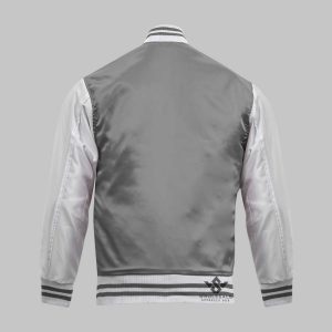 Grey Satin Varsity Jacket