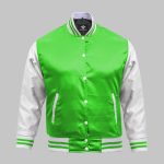 Green Satin Varsity Jacket
