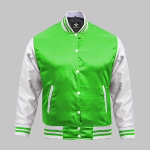 Green Satin Varsity Jacket