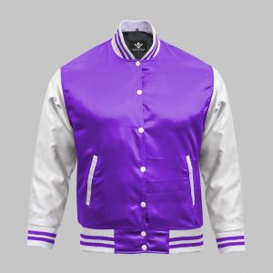 Satin Varsity Jacket Purple
