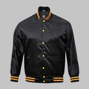 Varsity Jacket Black Satin Full