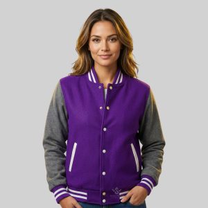 Varsity Jacket Womens Purple Wool