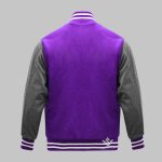 Grey And Purple Wool Varsity Jacket