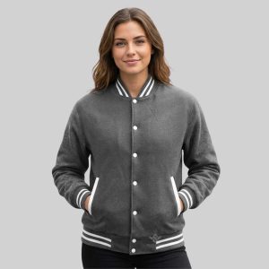Grey Varsity Jacket Wool