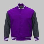 Varsity Jacket Purple And Grey Wool