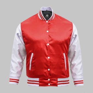 Satin Varsity Jacket Red