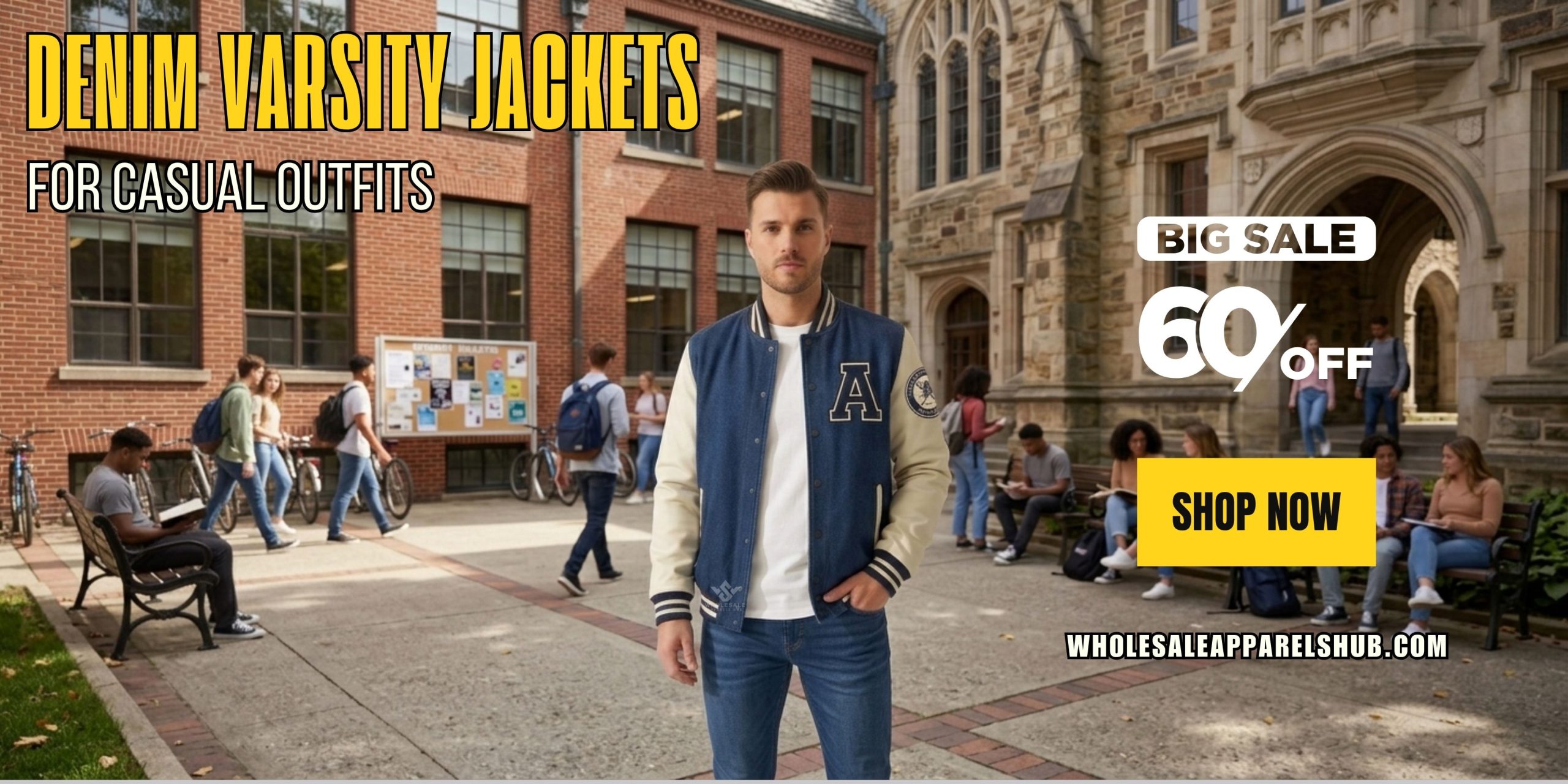 Denim Varsity Jackets For Casual Outfits