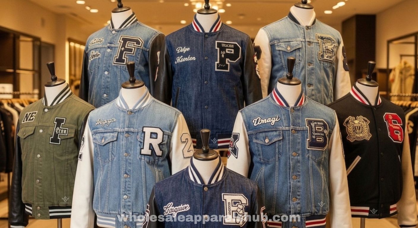 Denim Varsity Jackets For Casual Outfits