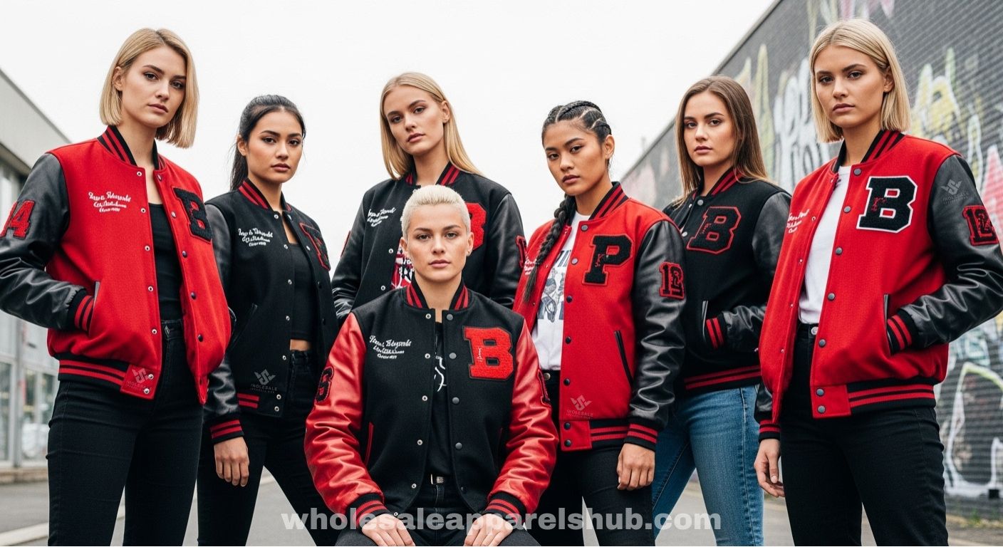 varsity jackets for women red and black
