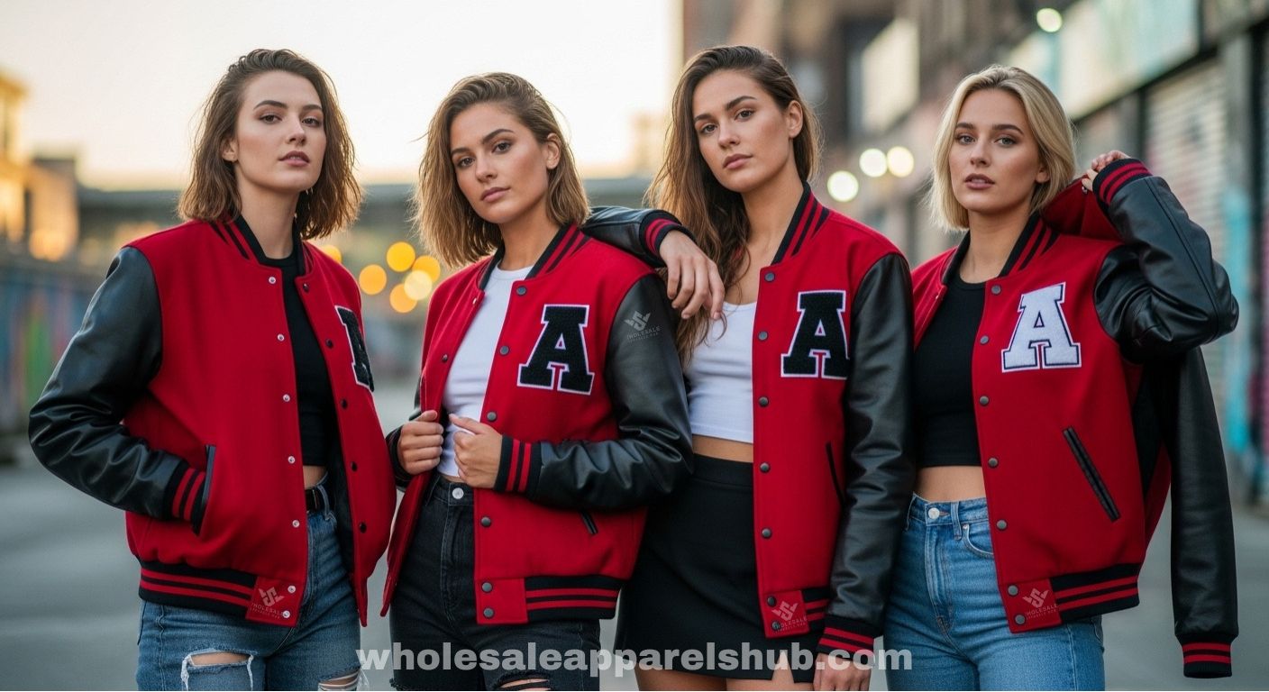 varsity jackets for women red and black
