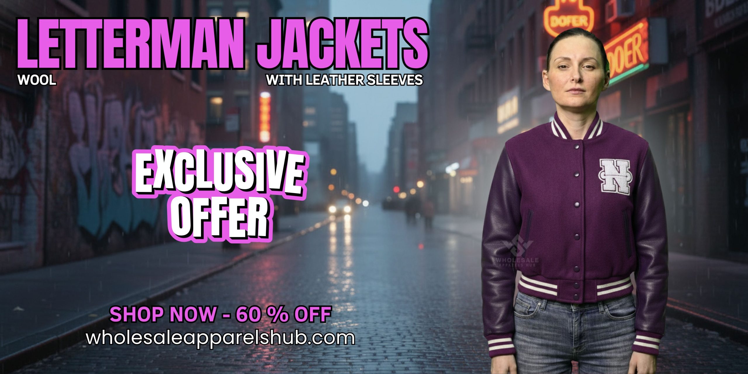 wool Letterman jackets with leather sleeves