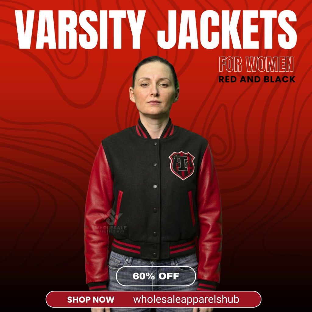 varsity jackets for women red and black