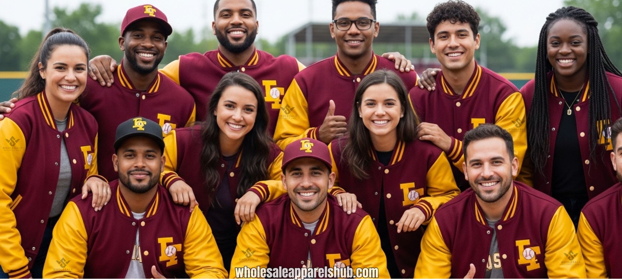 Mahroon Gold Baseball Jackets