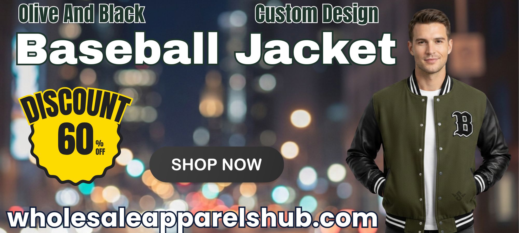 Olive And Black Baseball Jacket Custom Design