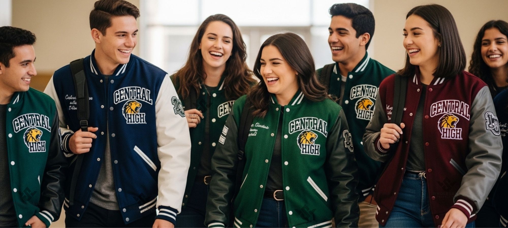 school spirit varsity jackets with logo embroidery