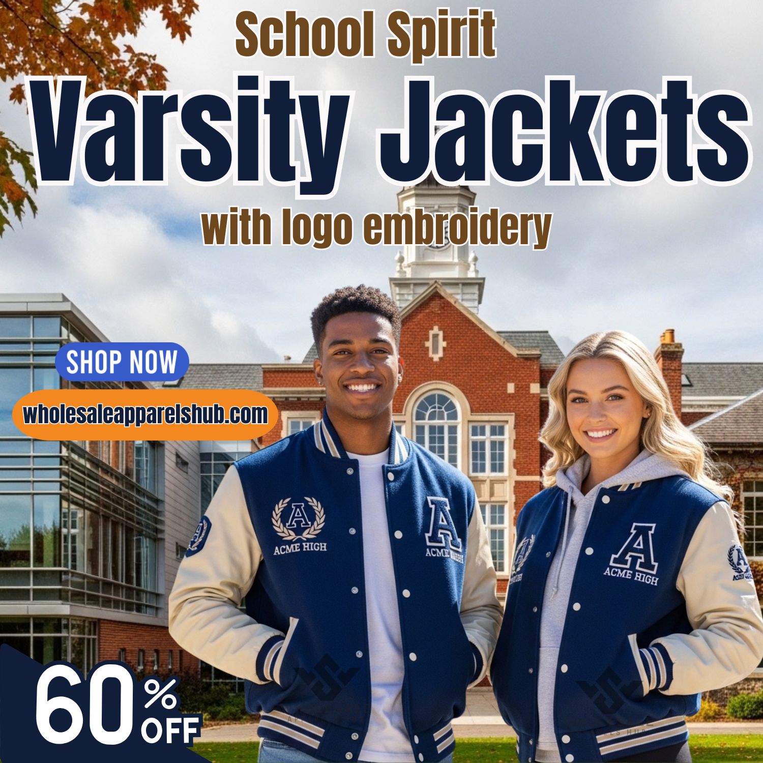 school spirit varsity jackets with logo embroidery