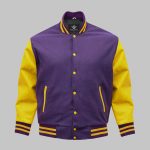 Purple Wool Leather Varsity Jacket