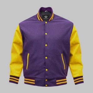 Purple Wool Leather Varsity Jacket