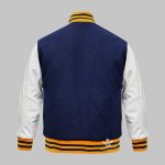 Navy Blue Wool Leather Varsity Jacket