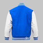 Royal Blue Leather Wool Varsity Jacket