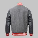 Grey Leather Wool Varsity Jacket