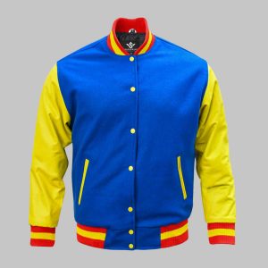 Varsity Jacket Blue Wool Leather